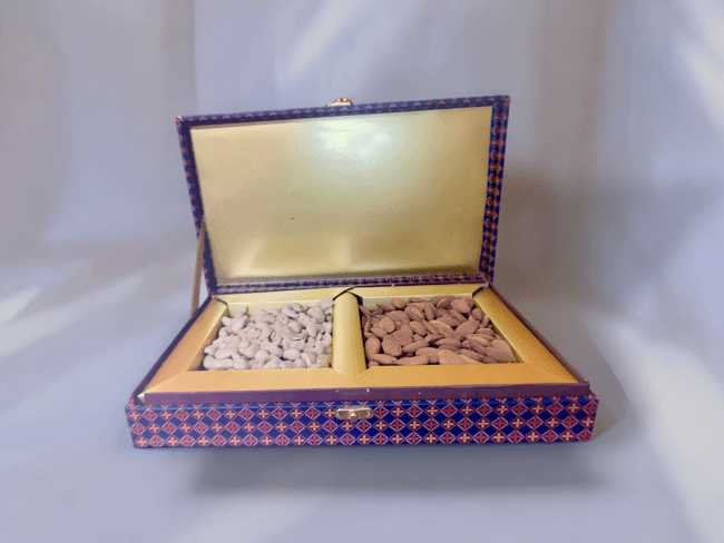 Luxury Wooden Box with Traditional Design: Almond & Cashew Collection